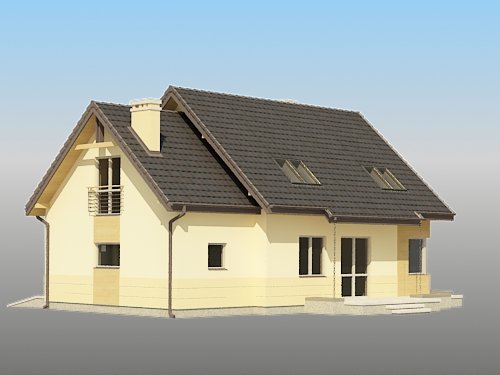 Projekt domu Guliwer  - widok z boku i z tyłu